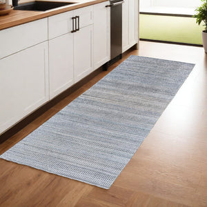 Homeroots 8' Gray And Purple Ombre Hand Woven Runner Rug Blue,Gray,Purple Wool Blend 511741