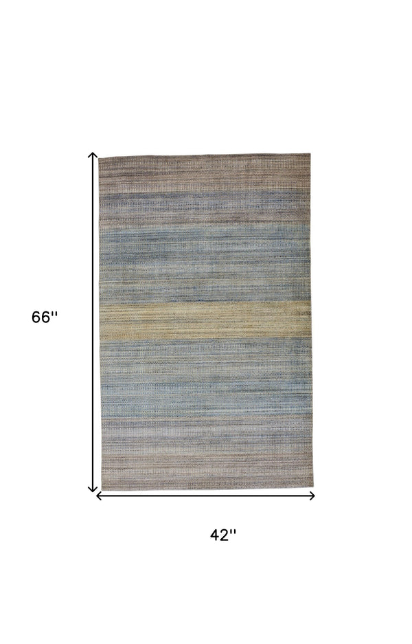 Homeroots 4' X 6' Blue And Gray Ombre Hand Woven Area Rug Blue,Purple,Tan Viscose 511743
