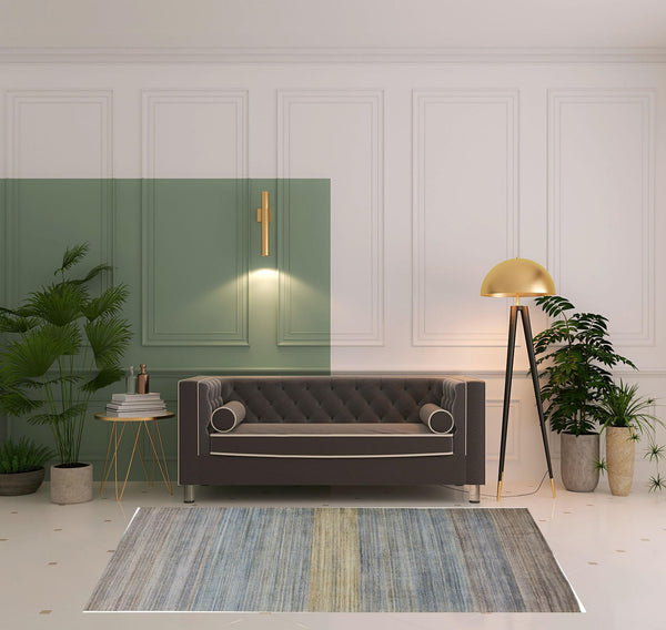 Homeroots 5' X 8' Blue Purple And Tan Ombre Hand Woven Area Rug Blue,Purple,Tan Viscose 511744