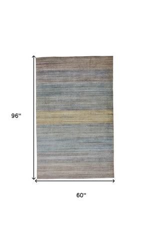 Homeroots 5' X 8' Blue Purple And Tan Ombre Hand Woven Area Rug Blue,Purple,Tan Viscose 511744