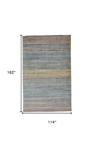 Homeroots 10' X 13' Blue Purple And Tan Ombre Hand Woven Area Rug Blue,Purple,Tan Viscose 511746