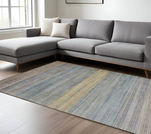 HomeRoots 5' Hand-Woven Ombre Area Rug - Unique Artisan Craftsmanship in Soothing Blue and Green Tones 10' X 13' 511746