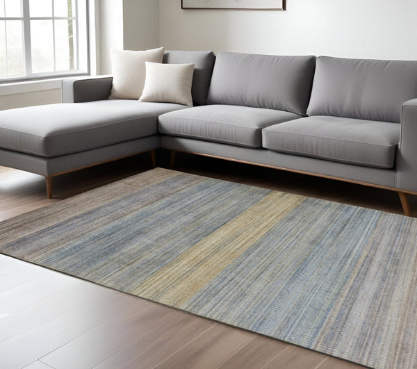 HomeRoots 5' Hand-Woven Ombre Area Rug - Unique Artisan Craftsmanship in Soothing Blue and Green Tones 10' X 13' 511746