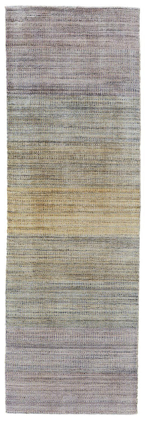 Homeroots 8' Beige And Purple Ombre Hand Woven Runner Rug Blue,Purple,Tan Wool Blend 511748
