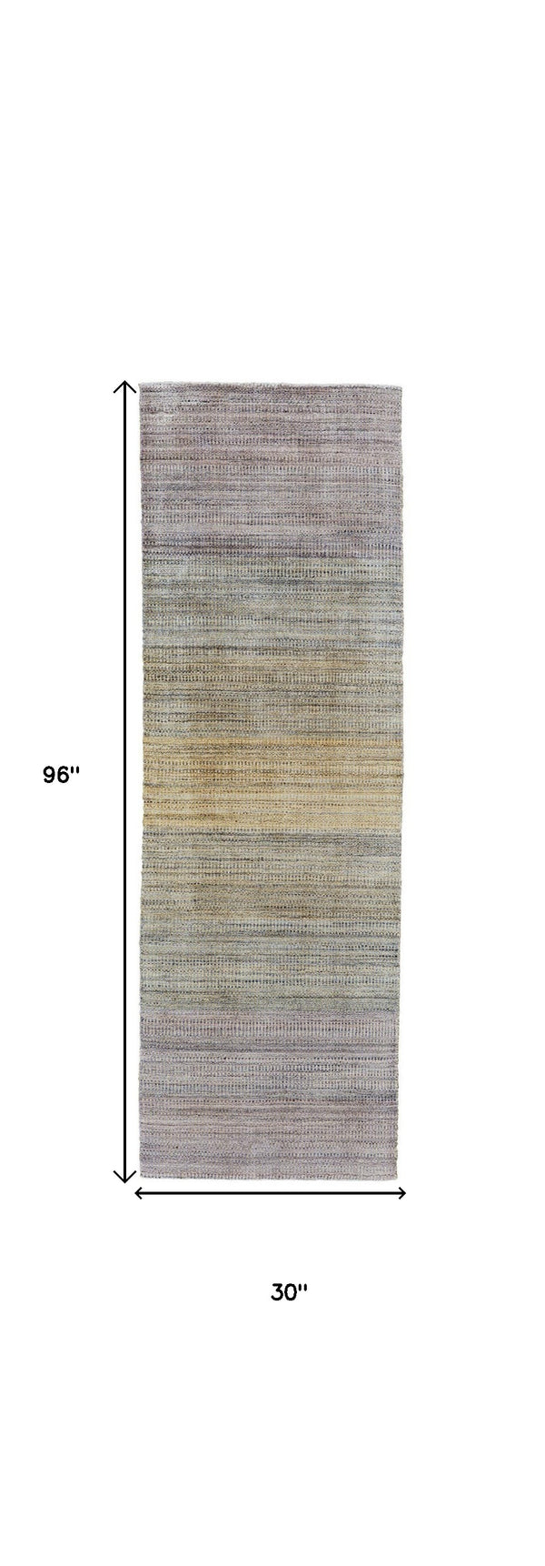 Homeroots 8' Beige And Purple Ombre Hand Woven Runner Rug Blue,Purple,Tan Wool Blend 511748