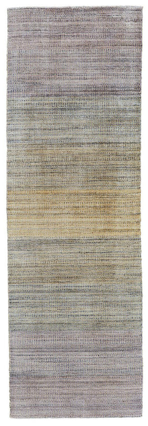 Homeroots 8' Beige And Purple Ombre Hand Woven Runner Rug Blue,Purple,Tan Wool Blend 511748