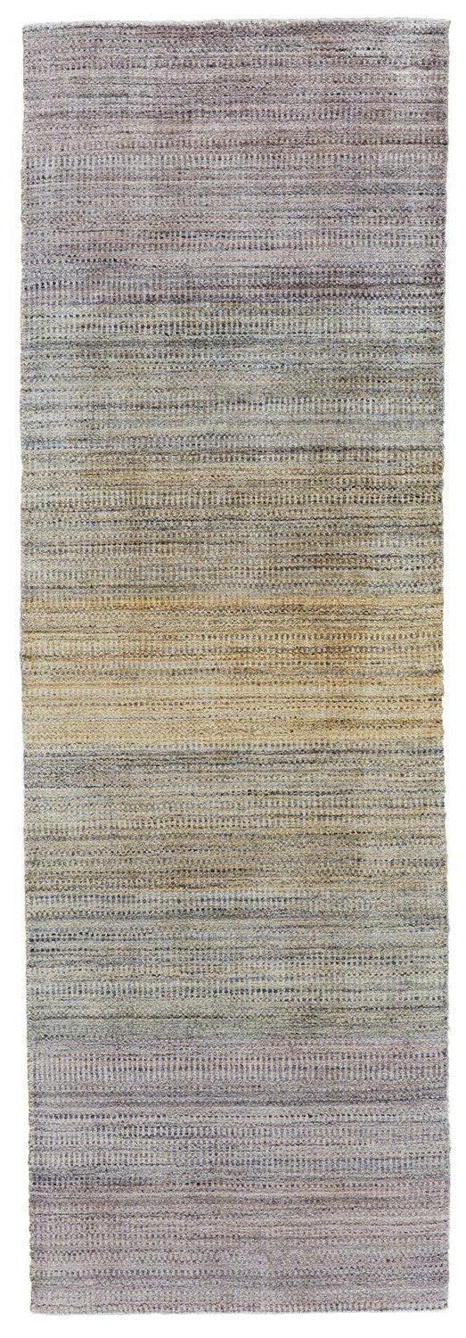 Homeroots 8' Beige And Purple Ombre Hand Woven Runner Rug Blue,Purple,Tan Wool Blend 511748