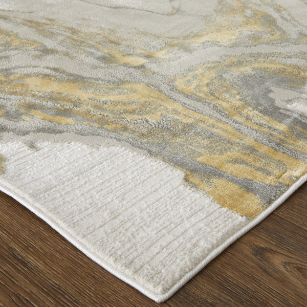 Homeroots 5' X 8' Gold Ivory And Gray Abstract Stain Resistant Area Rug Gold,Ivory,Gray Polypropylene 511750