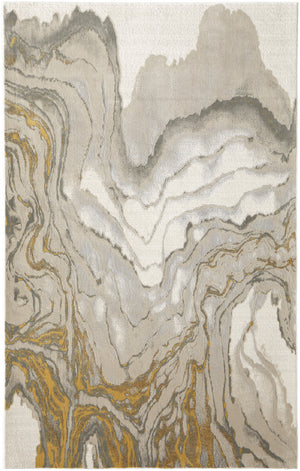 Homeroots 7' X 10' Gold Ivory And Gray Abstract Area Rug Gold,Ivory,Gray Polypropylene 511751