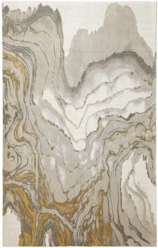 Homeroots 7' X 10' Gold Ivory And Gray Abstract Area Rug Gold,Ivory,Gray Polypropylene 511751