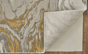 Homeroots 7' X 10' Gold Ivory And Gray Abstract Area Rug Gold,Ivory,Gray Polypropylene 511751
