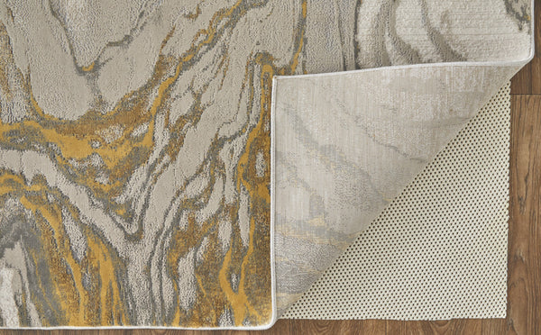 Homeroots 7' X 10' Gold Ivory And Gray Abstract Area Rug Gold,Ivory,Gray Polypropylene 511751