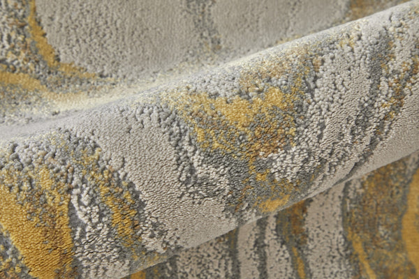 Homeroots 7' X 10' Gold Ivory And Gray Abstract Area Rug Gold,Ivory,Gray Polypropylene 511751