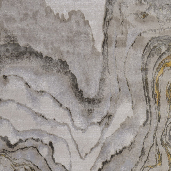 Homeroots 8' X 11' Gold And Ivory Abstract Area Rug Gold,Ivory,Gray Polypropylene,Polyester 511752