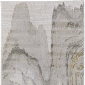 Homeroots 8' Gold And Ivory Abstract Runner Rug Gold,Ivory,Gray Polypropylene,Polyester 511754