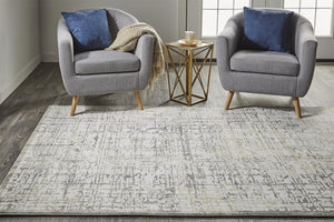 Homeroots 5' X 8' Gray And Ivory Abstract Area Rug Ivory,Gray Polypropylene 511757