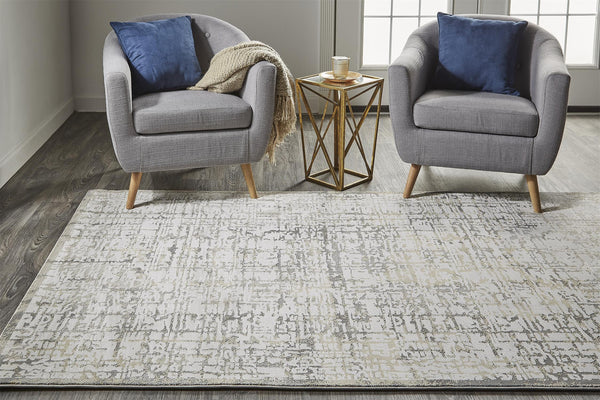 Homeroots 5' X 8' Gray And Ivory Abstract Area Rug Ivory,Gray Polypropylene 511757