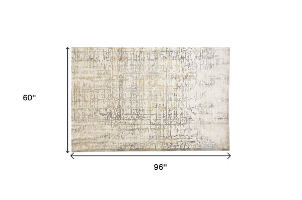 Homeroots 5' X 8' Gray And Ivory Abstract Area Rug Ivory,Gray Polypropylene 511757