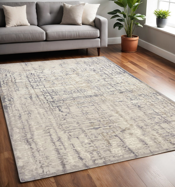 Homeroots 5' X 8' Gray And Ivory Abstract Area Rug Ivory,Gray Polypropylene 511757