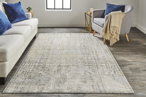 Homeroots 7' X 10' Gray And Ivory Abstract Area Rug Ivory,Gray Polypropylene 511758