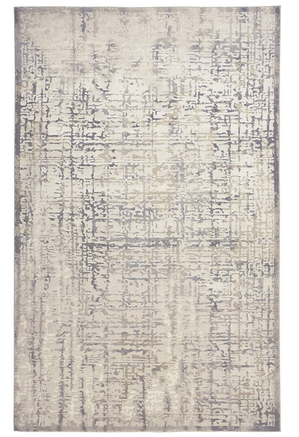 Homeroots 8' X 11' Gray And Ivory Abstract Area Rug Ivory,Gray Polypropylene 511759
