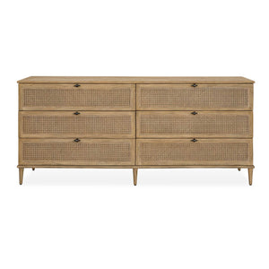 Uttermost Uttermost Coast Mindi Wood Six Drawer Chest with Rattan Accents and Oak Finish 51175