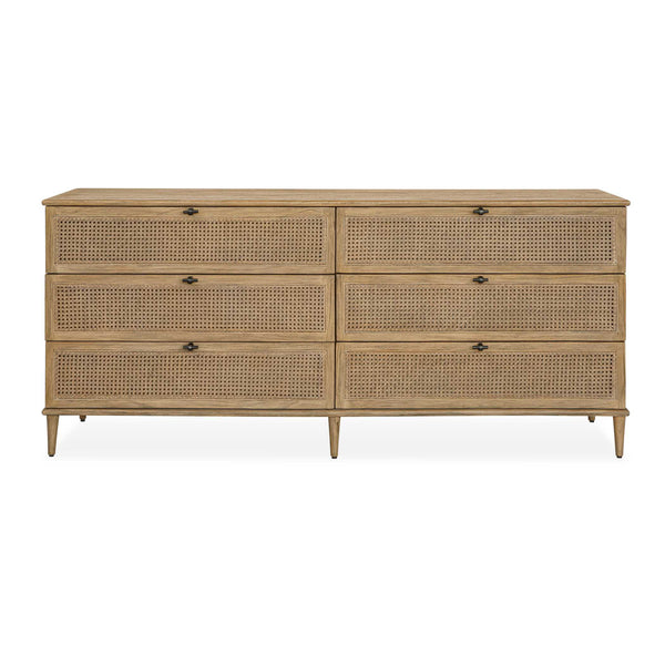 Uttermost Uttermost Coast Mindi Wood Six Drawer Chest with Rattan Accents and Oak Finish 51175