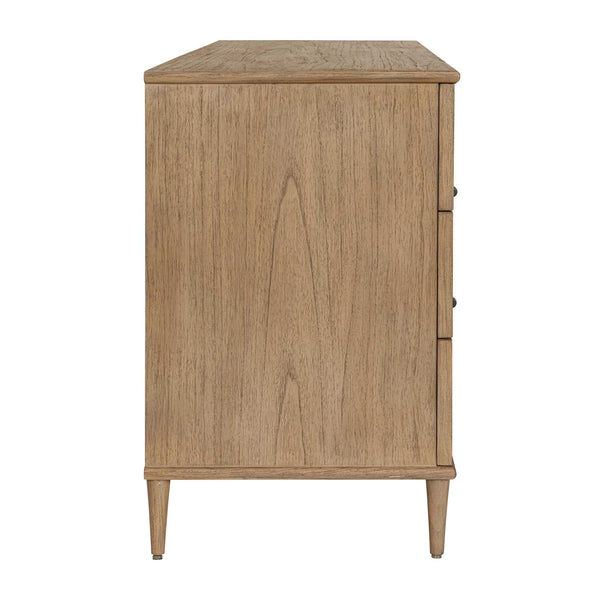 Uttermost Coast Mindi Wood Six Drawer Chest with Rattan Accents and Oak Finish