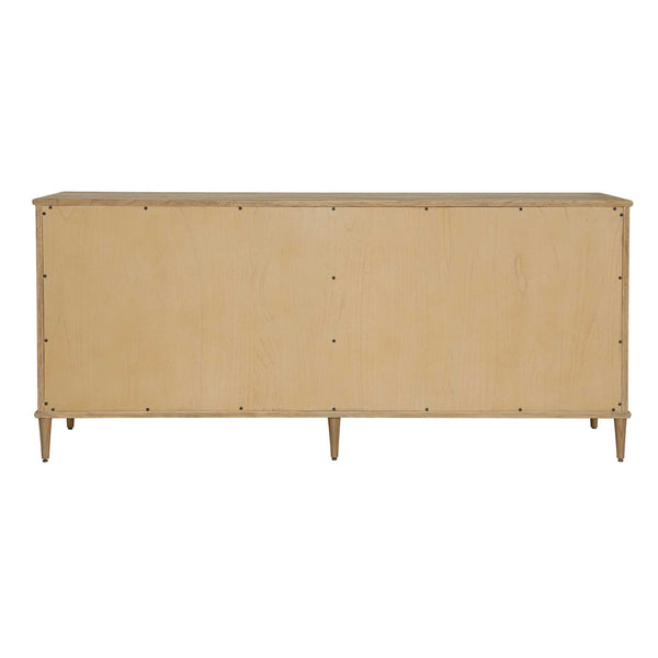 Uttermost Coast Mindi Wood Six Drawer Chest with Rattan Accents and Oak Finish