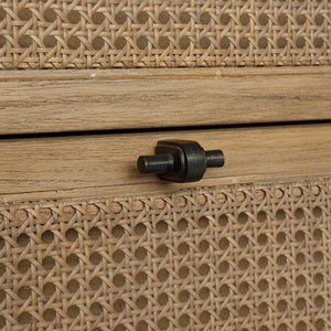 Uttermost Coast Mindi Wood Six Drawer Chest with Rattan Accents and Oak Finish