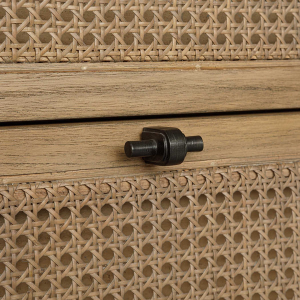 Uttermost Coast Mindi Wood Six Drawer Chest with Rattan Accents and Oak Finish