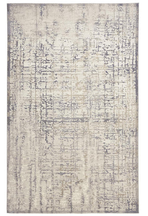 Homeroots 10' X 13' Ivory And Gray Abstract Stain Resistant Area Rug Ivory,Gray Polypropylene 511760