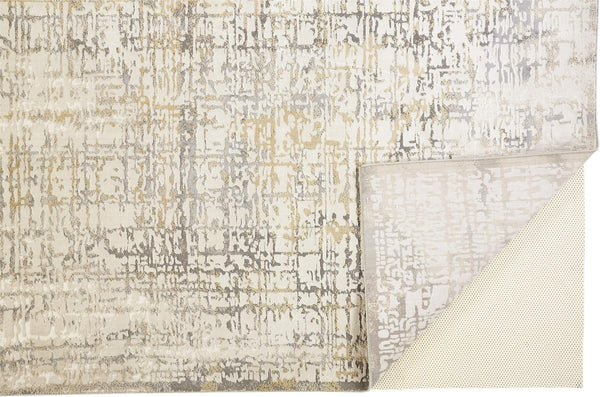 Homeroots 10' X 13' Ivory And Gray Abstract Stain Resistant Area Rug Ivory,Gray Polypropylene 511760