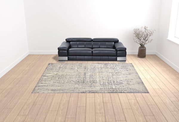 Homeroots 10' X 13' Ivory And Gray Abstract Stain Resistant Area Rug Ivory,Gray Polypropylene 511760