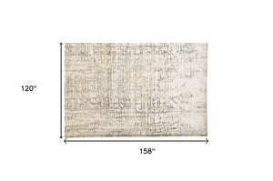 Homeroots 10' X 13' Ivory And Gray Abstract Stain Resistant Area Rug Ivory,Gray Polypropylene 511760