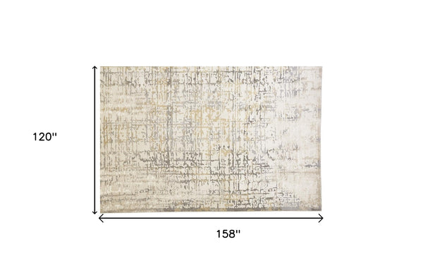 Homeroots 10' X 13' Ivory And Gray Abstract Stain Resistant Area Rug Ivory,Gray Polypropylene 511760