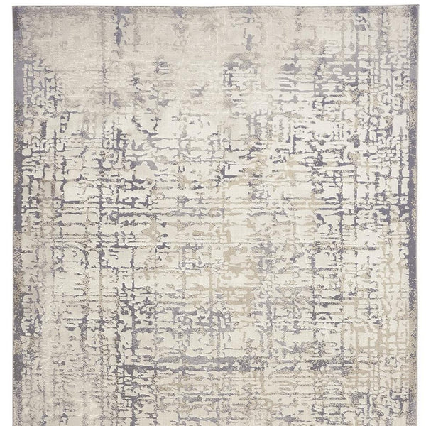 Homeroots 12' X 15' Ivory And Gray Abstract Stain Resistant Area Rug Ivory,Gray Polypropylene 511762