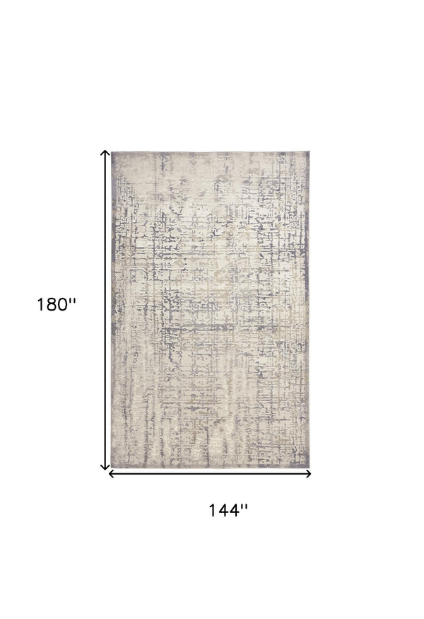 Homeroots 12' X 15' Ivory And Gray Abstract Stain Resistant Area Rug Ivory,Gray Polypropylene 511762