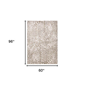 HomeRoots 5' Brown and Ivory Abstract Area Rug – Stain Resistant, Durable Design for Modern Living Spaces 5' X 8' 511764