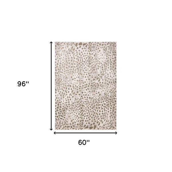 HomeRoots 5' Brown and Ivory Abstract Area Rug – Stain Resistant, Durable Design for Modern Living Spaces 5' X 8' 511764