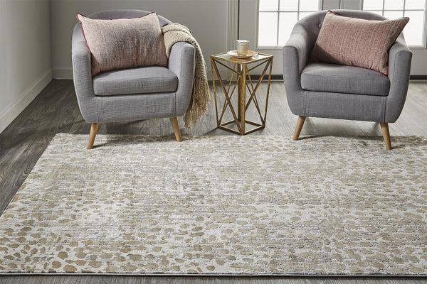 HomeRoots 5' Brown and Ivory Abstract Area Rug – Stain Resistant, Durable Design for Modern Living Spaces 5' X 8' 511764