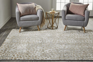 HomeRoots 5' Brown and Ivory Abstract Area Rug – Stain Resistant, Durable Design for Modern Living Spaces 7' X 10' 511765