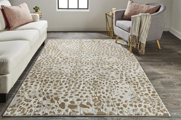 HomeRoots 5' Brown and Ivory Abstract Area Rug – Stain Resistant, Durable Design for Modern Living Spaces 8' X 11' 511766
