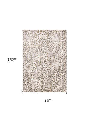 HomeRoots 5' Brown and Ivory Abstract Area Rug – Stain Resistant, Durable Design for Modern Living Spaces 8' X 11' 511766