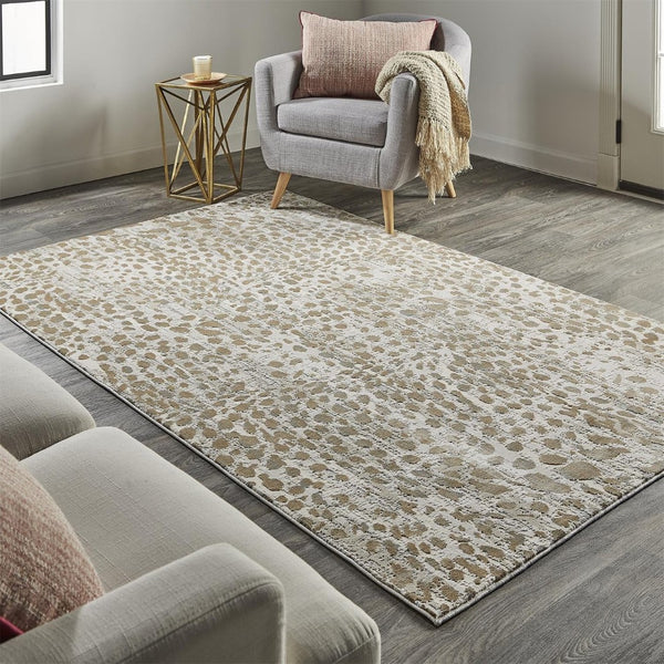 HomeRoots 5' Brown and Ivory Abstract Area Rug – Stain Resistant, Durable Design for Modern Living Spaces 10' X 13' 511767