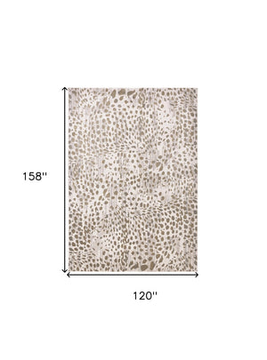 HomeRoots 5' Brown and Ivory Abstract Area Rug – Stain Resistant, Durable Design for Modern Living Spaces 10' X 13' 511767