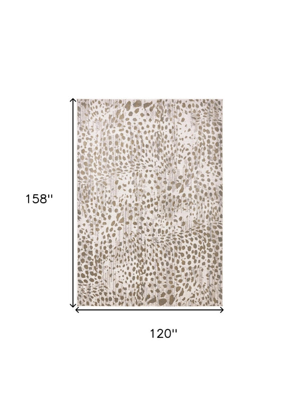 HomeRoots 5' Brown and Ivory Abstract Area Rug – Stain Resistant, Durable Design for Modern Living Spaces 10' X 13' 511767