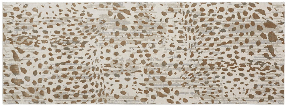HomeRoots 5' Brown and Ivory Abstract Area Rug – Stain Resistant, Durable Design for Modern Living Spaces 8' Runner 511768