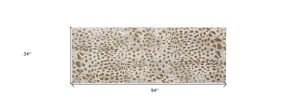 HomeRoots 5' Brown and Ivory Abstract Area Rug – Stain Resistant, Durable Design for Modern Living Spaces 8' Runner 511768