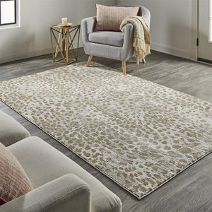 HomeRoots 5' Brown and Ivory Abstract Area Rug – Stain Resistant, Durable Design for Modern Living Spaces 12' X 15' 511769